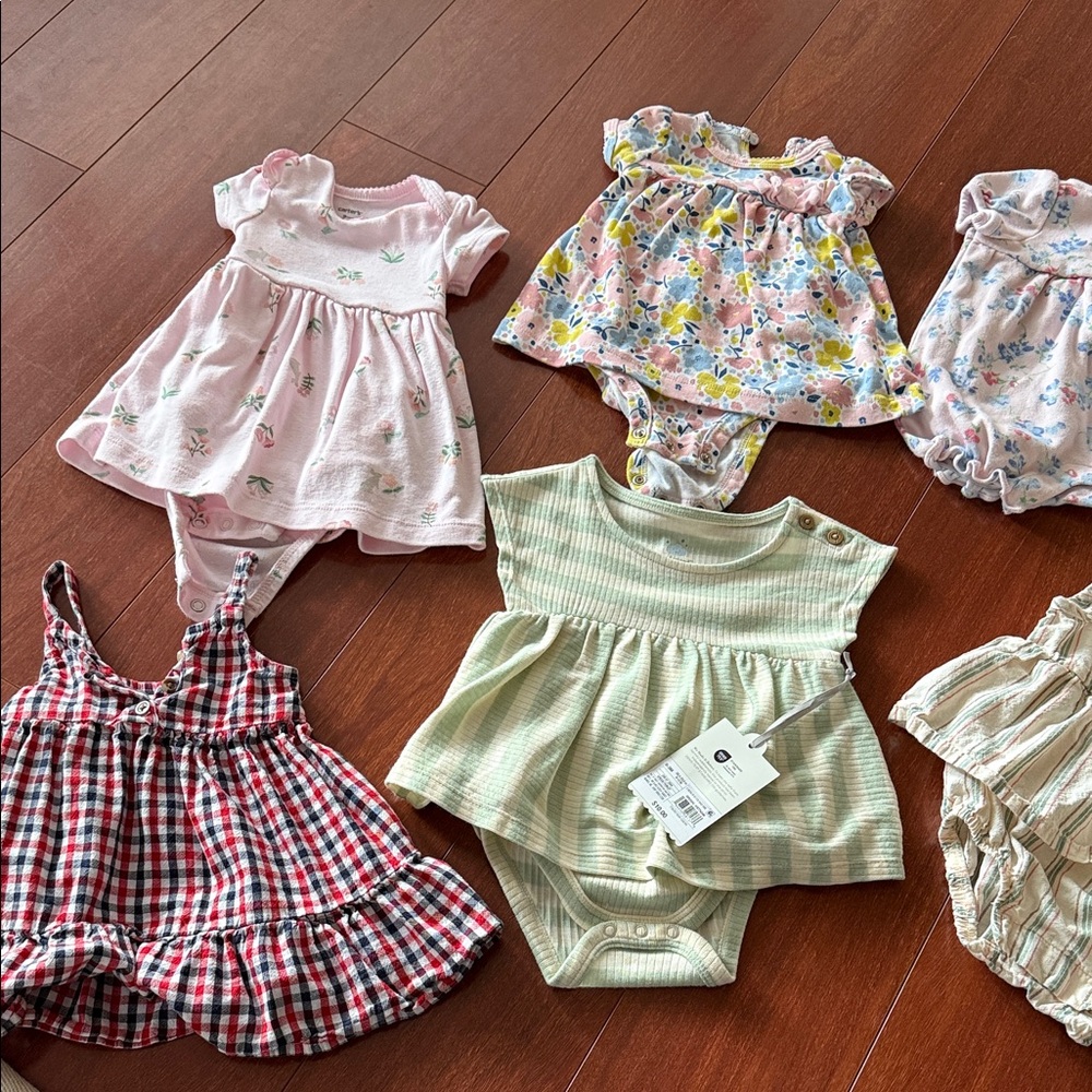 0-3 MONTHS Adorable Girls Dress Set - Pink, Green, and Floral